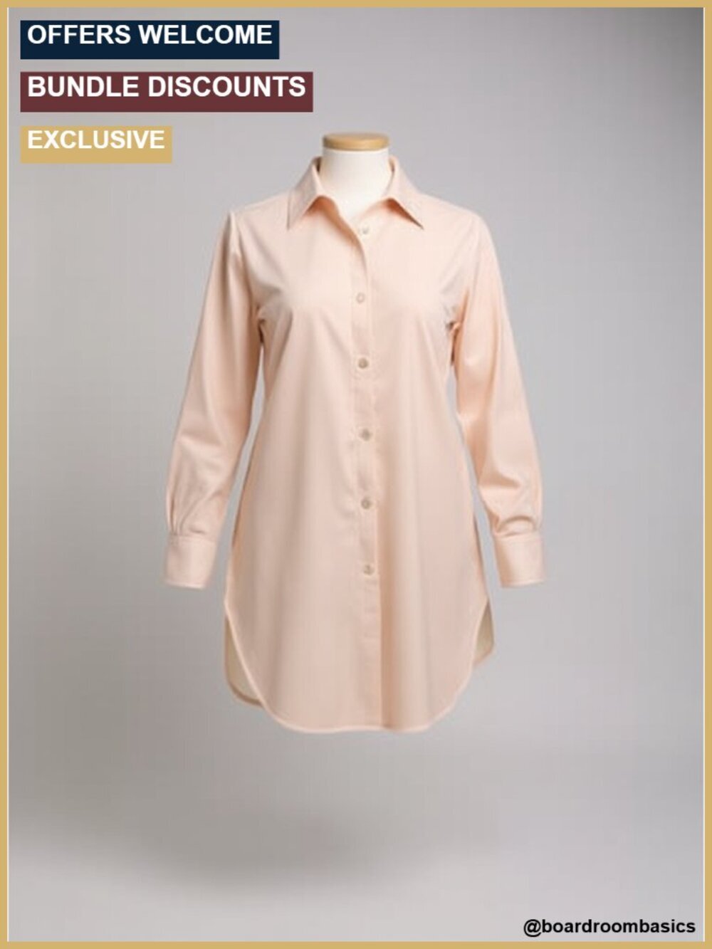 Long Sleeve Button Down Tunic Blouse with Side Slit Hem